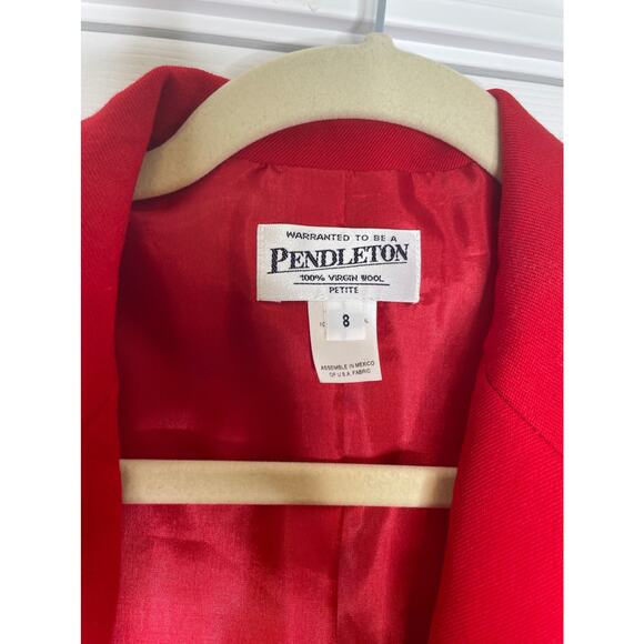 Pendleton Red Wool Blazer size 8 petite Holiday Christmas Blazer Vintage 90s Y2k - Picture 4 of 6
